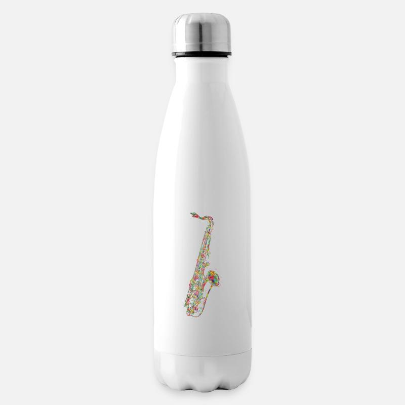 Buntes Saxophon - Isolierflasche - Weiß