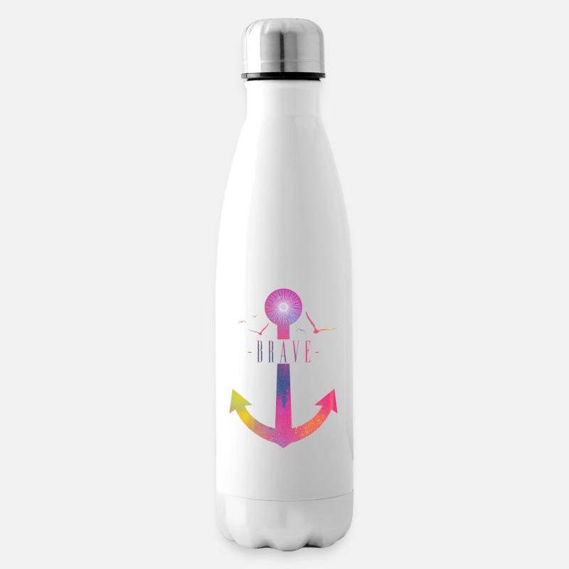 Brave - Colorful Anchor - Isolierflasche - Weiß