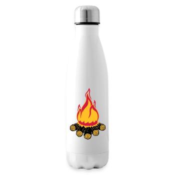 lagerfeuer camping abend nacht campen camper holz - Isolierflasche - Weiß - Rechts