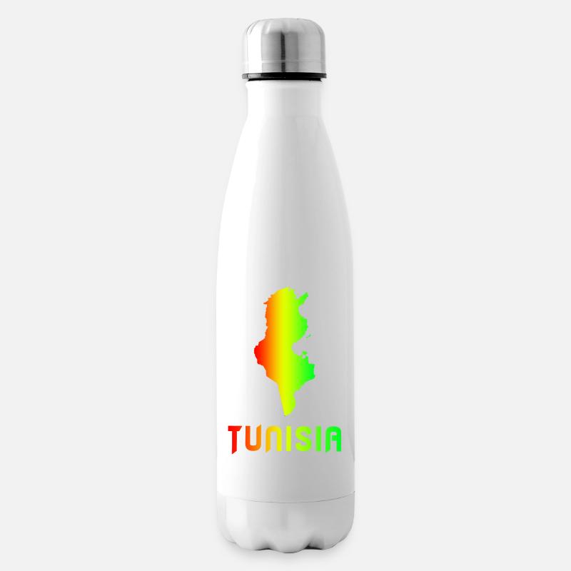 Tunesien Regenbogen Landkarten Design / Geschenk - Isolierflasche - Weiß