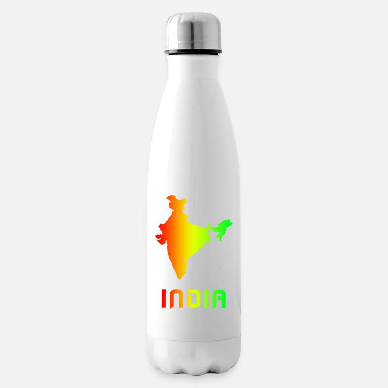 Indien Landkarten Regenbogen Design / Geschenk - Isolierflasche - Weiß
