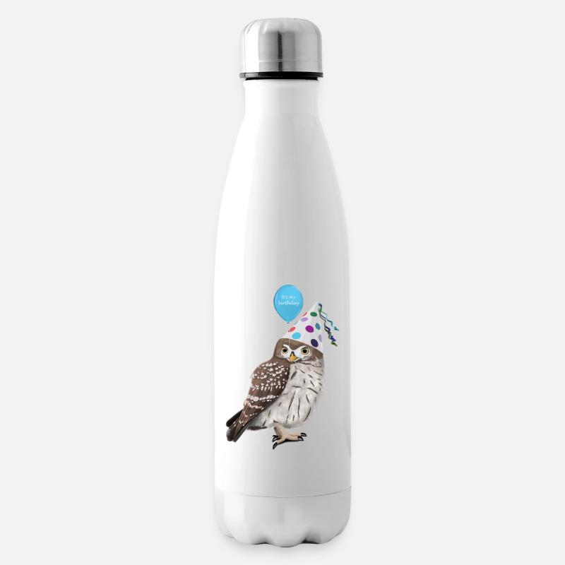 Eule feiert Geburtstag Party Vogel Vogelfreund - Isolierflasche - Weiß