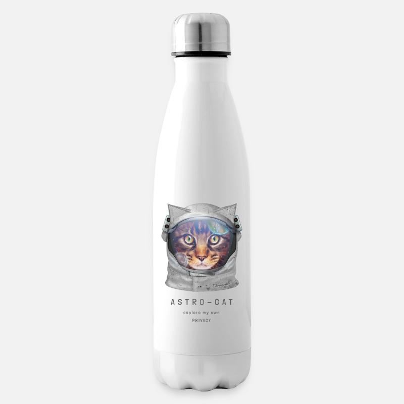 | de chat de l’espace Chat astronaute dans l’espace - Bouteille isotherme - blanc