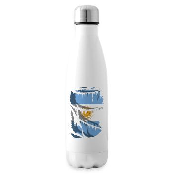 Flagge Argentiniens, zerrissener Stoffeffekt - Isolierflasche - Weiß - Rechts