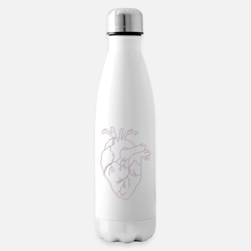 anatomische Herz, outline rot/blau - Isolierflasche - Weiß