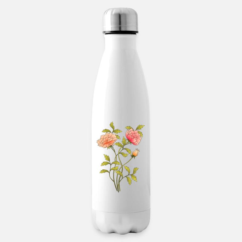 Blumen - Isolierflasche - Weiß
