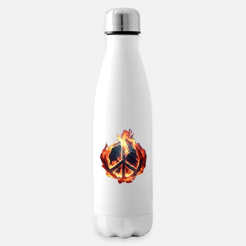 Flamme sendet Frieden - Isolierflasche - Weiß