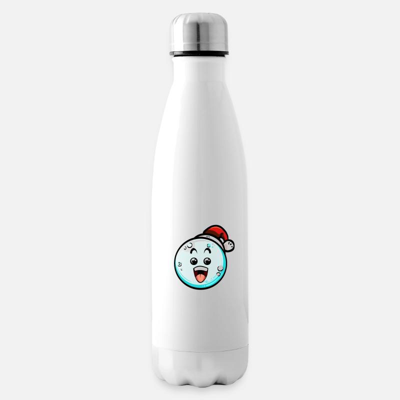 Schneeball mit Weihnachtsmütze #3/9 - Isolierflasche - Weiß