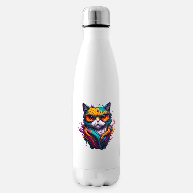 Cat 5 - Insulated Water Bottle - white