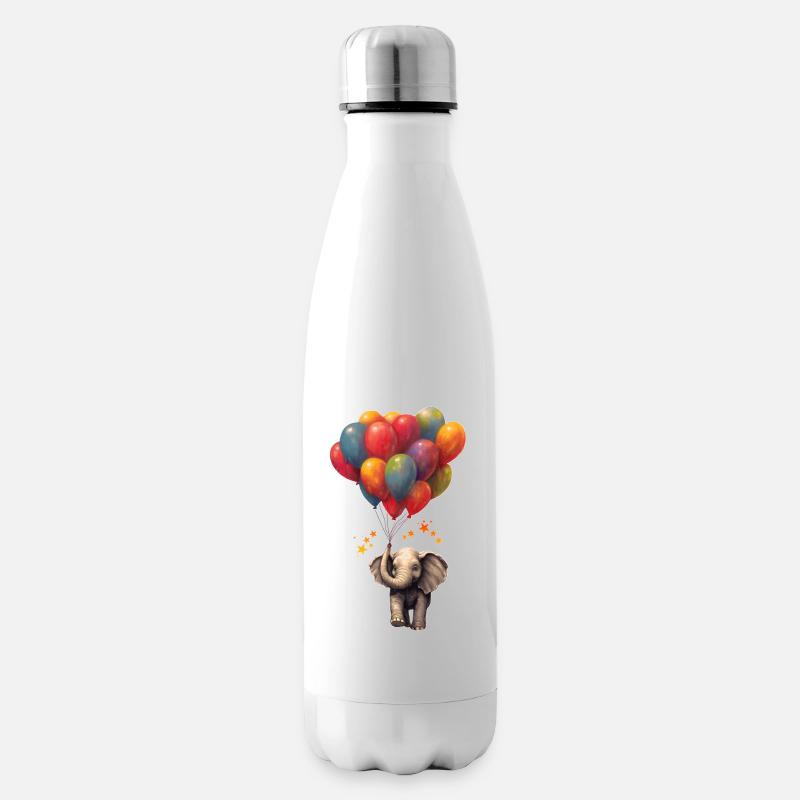 Elefant mit Luftballons - Isolierflasche - Weiß