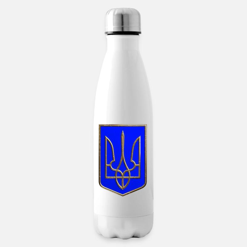 Ukraine Wappen Schild Trident Dreizack Goldlook 1 - Isolierflasche - Weiß