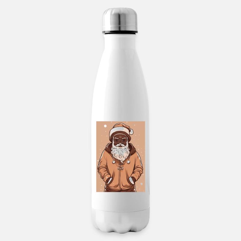 Weihnachtsmann mit Brille und Kapuzenjacke - Isolierflasche - Weiß