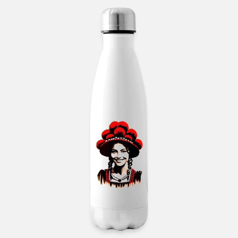 Schwarzwald-Mädel | Schwarzwald Bollenhut - Isolierflasche - Weiß