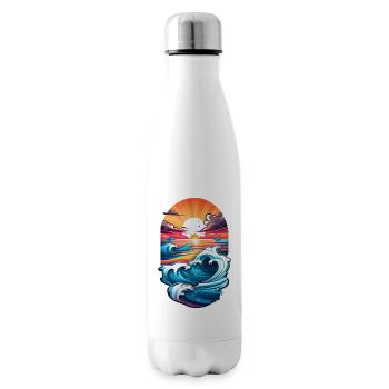 vague - été - vacances - Bouteille isotherme - blanc - Droite