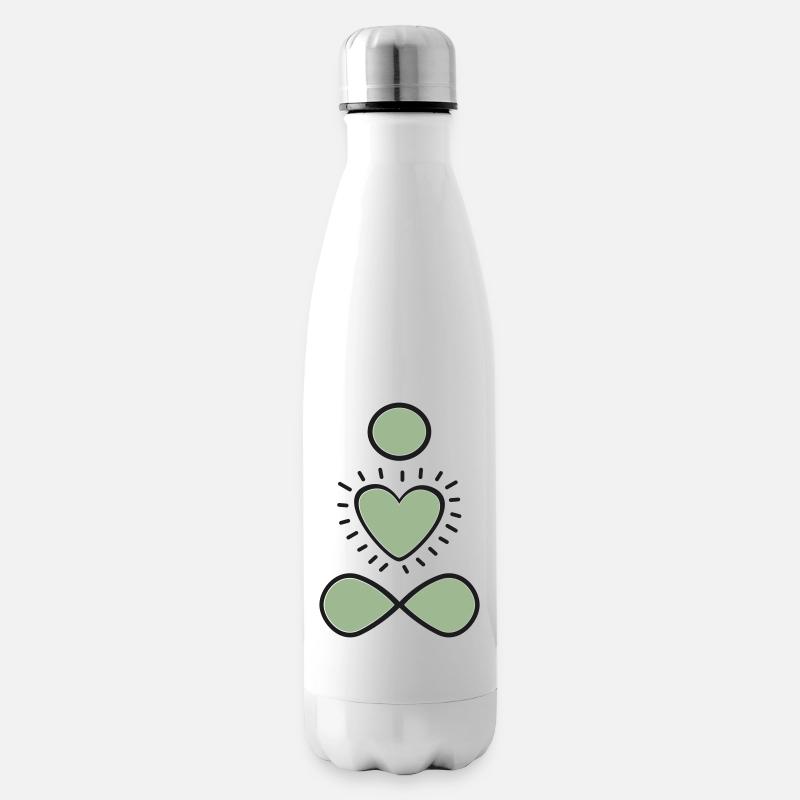 Kopf Herz Körper, Farbharmonie in salbei - Isolierflasche - Weiß
