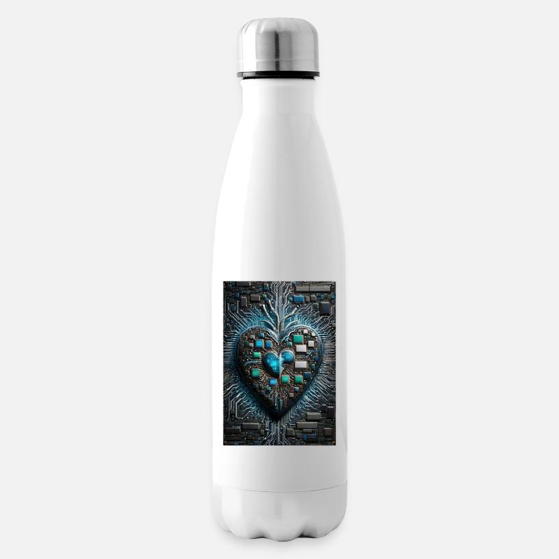 Le cœur du processeur de la Saint-Valentin d’un informaticien - Bouteille isotherme - blanc