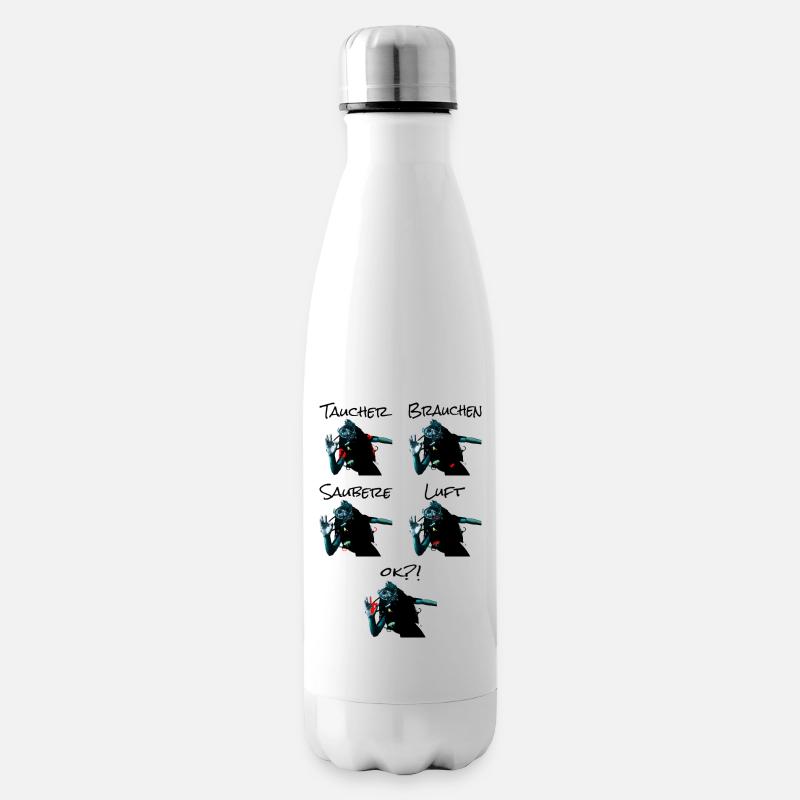 Buddy Check! - Taucher Shirt mit Merksatz - Isolierflasche - Weiß