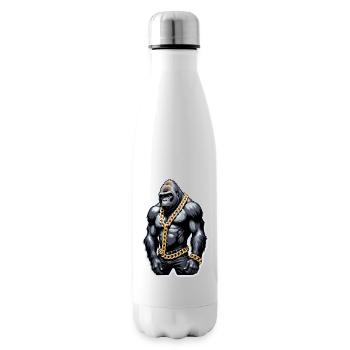 Gorilla with Gold Chain - Insulated Water Bottle - white - Right