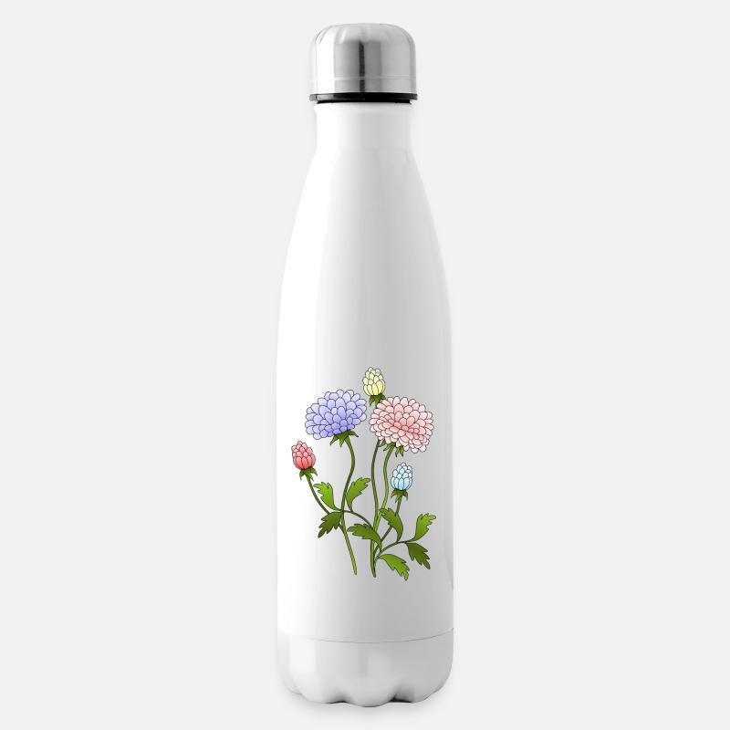 Blumen - Isolierflasche - Weiß