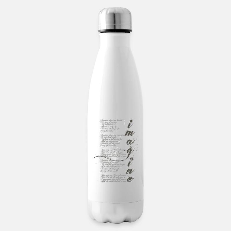 Imagine - Signe de paix graphique et paroles - Bouteille isotherme - blanc