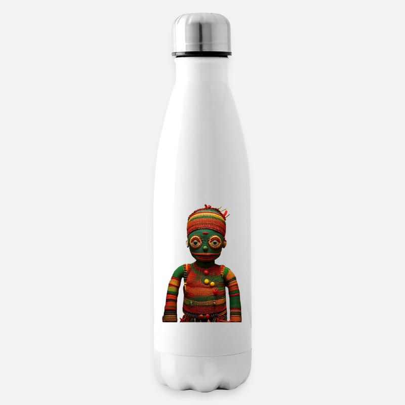 🪆 Poupée Vaudou aux Couleurs de l’Afrique - Bouteille isotherme - blanc