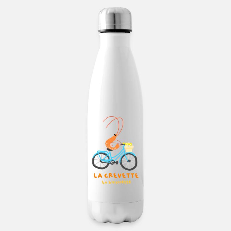 Shrimp on a bicycle - Insulated Water Bottle - white