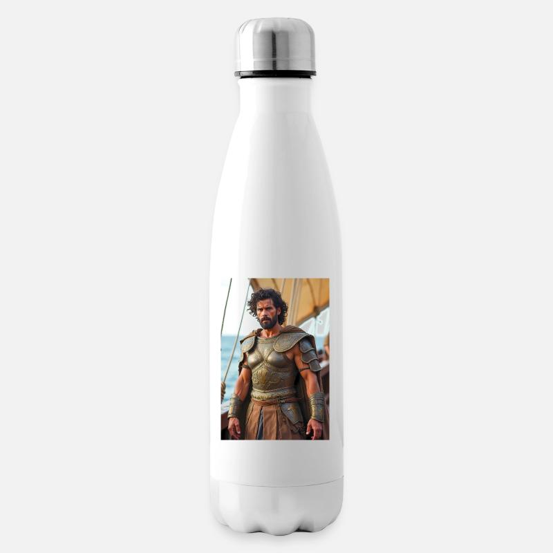 Ulysse, guerrier fort à la proue du navire, bec de cape - Bouteille isotherme - blanc
