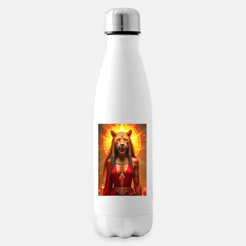 Sekhmet, löwenköpfige Kriegsgöttin, stehend - Isolierflasche - Weiß