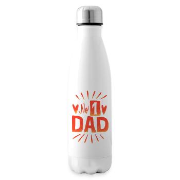 No. 1 Dad – Hearts and Rays Design - Insulated Water Bottle - white - Right