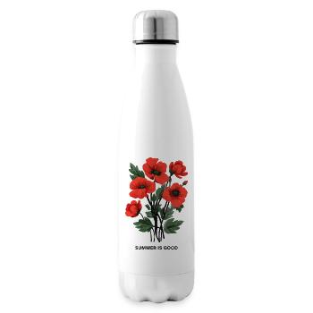Bouquet de coquelicots rouges – L’ÉTÉ EST BON. - Bouteille isotherme - blanc - Droite