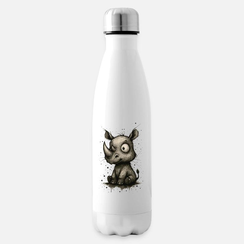 Lustiges Nashorn – Comic-Splash - Isolierflasche - Weiß