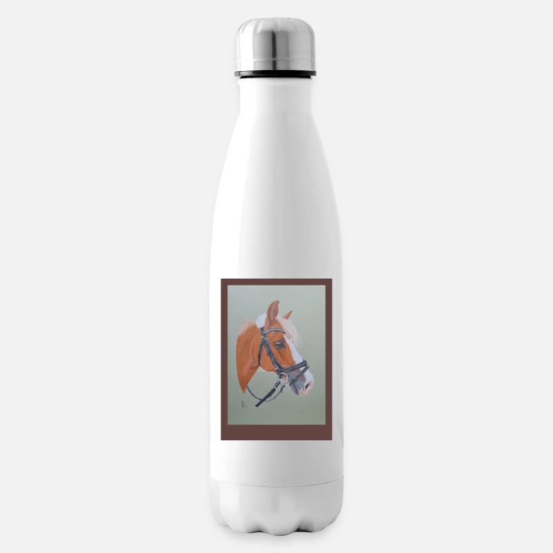 Portrait de cheval avec bride d’équitation - Bouteille isotherme - blanc