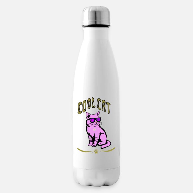 Style de lunettes de soleil chat rose - Bouteille isotherme - blanc