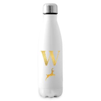 Buchstabe w Goldener Hirsch - Geschenkidee - Isolierflasche - Weiß - Rechts