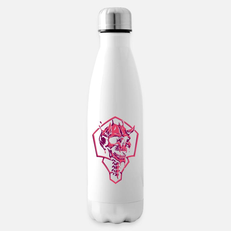 Crâne rose géométrique - Bouteille isotherme - blanc