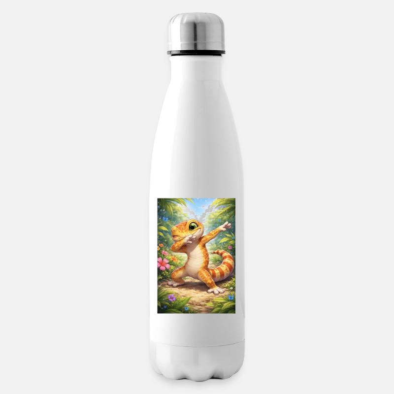 Gecko tropical de style dabbinging - Bouteille isotherme - blanc