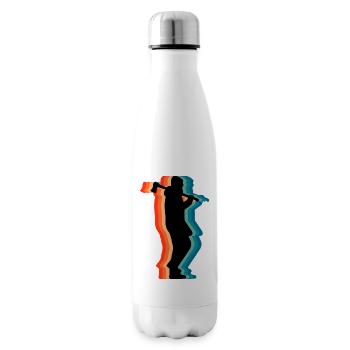 Retro Logging Worker Lumberjack Axe Silhouette Gif - Insulated Water Bottle - white - Right