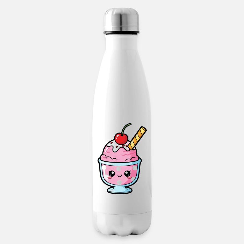 Coupe de Sundae Rose Kawaii - Bouteille isotherme - blanc