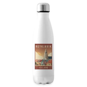 Discover Nordic Cityscape of Reykjavik in Iceland - Insulated Water Bottle - white - Right
