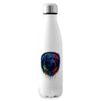 Labrador Pop Art Neon Color Splatter Chien Design - Bouteille isotherme - blanc - Droite