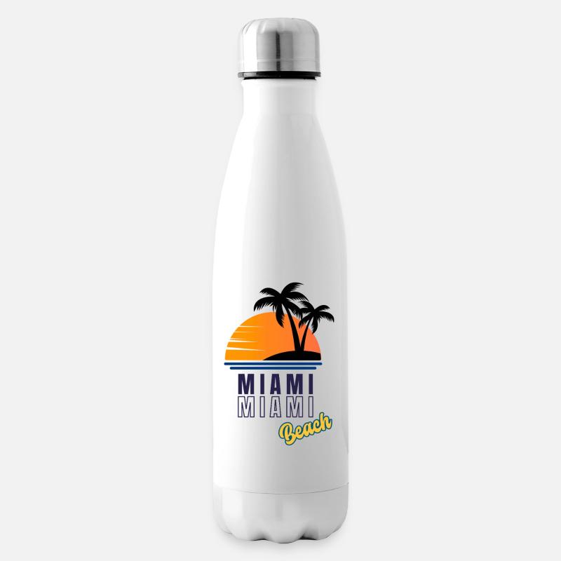 Plage du coucher de soleil de Miami - Bouteille isotherme - blanc