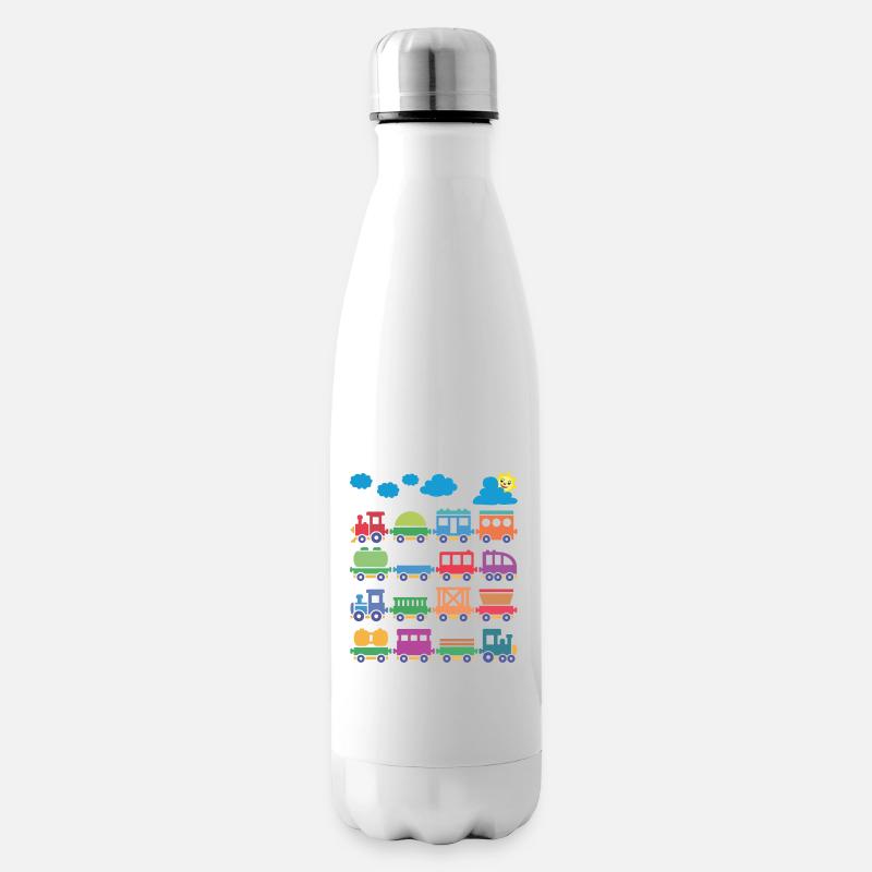 bunte lokomotiven bunte eisenbahnen - Isolierflasche - Weiß