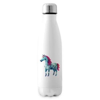 Weißes Pferd in Pink Polygon Kunst Design - Isolierflasche - Weiß - Rechts