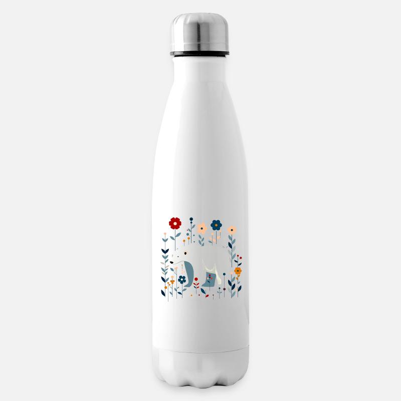 Floraler Eisbär - Isolierflasche - Weiß