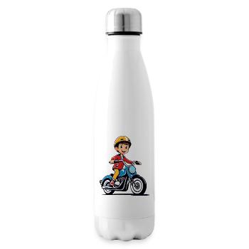 Kleiner Junge fährt Motorrad - Isolierflasche - Weiß - Rechts