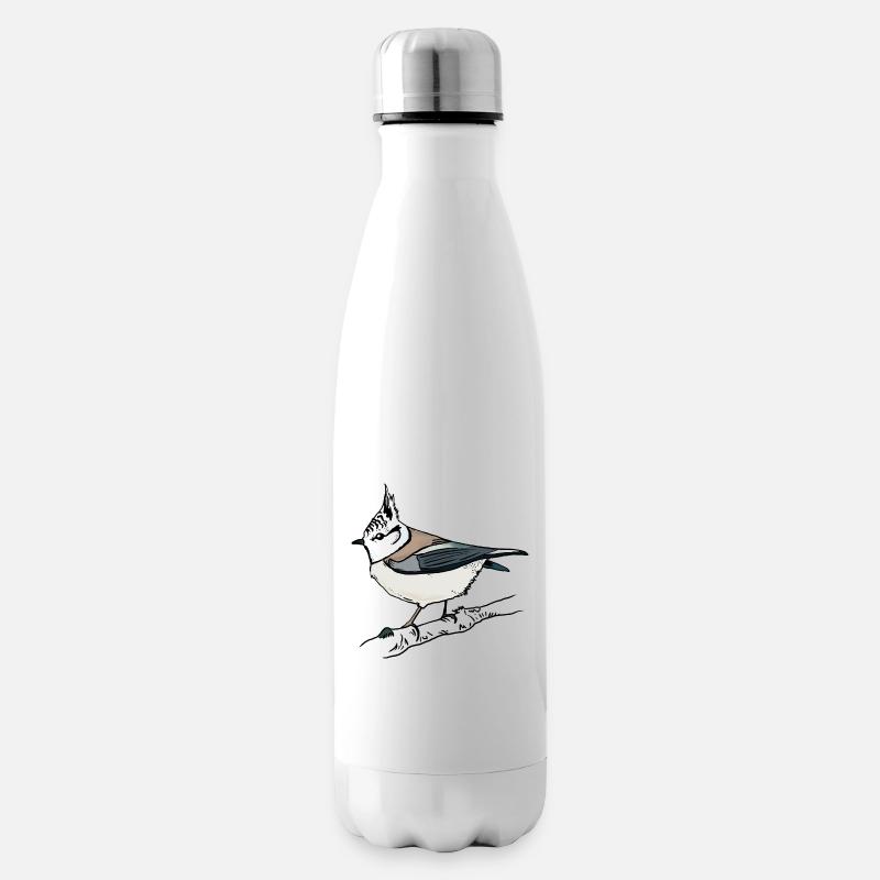 Haubenmeise - Isolierflasche - Weiß