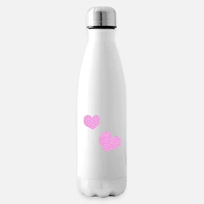 zwei rosa herzen glitzer herz - Isolierflasche - Weiß
