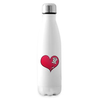 Rose Flower Heart Symbol Pink - Insulated Water Bottle - white - Right