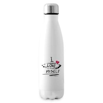 Self-loving heart text pattern I love myself proudly - Insulated Water Bottle - white - Right