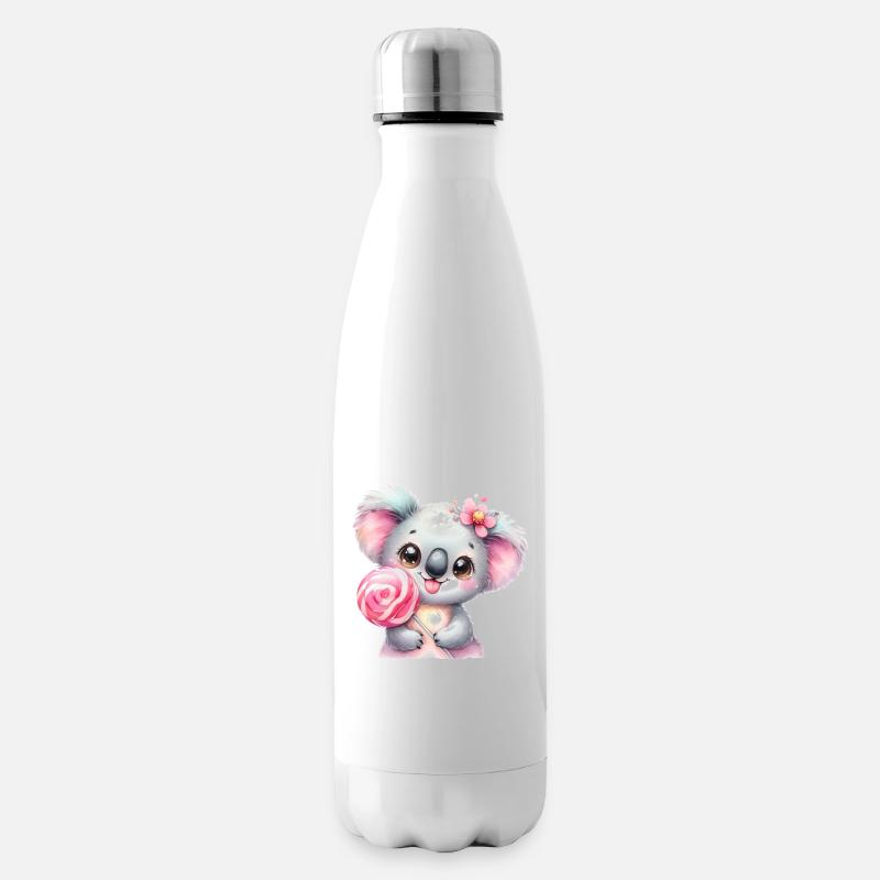 Kleines Koala Mädchen mit einem Lolli - Isolierflasche - Weiß